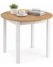 Okrągły stół z funkcją rozkładania dąb craft + biały - Uneza w sklepie Edinos.pl