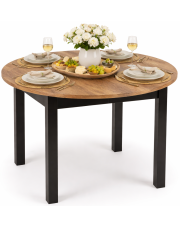 Okrągły stół z rozkładanym blatem dąb craft + czarny - Uneza w sklepie Edinos.pl
