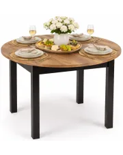 Okrągły stół z rozkładanym blatem dąb craft + czarny - Uneza w sklepie Edinos.pl