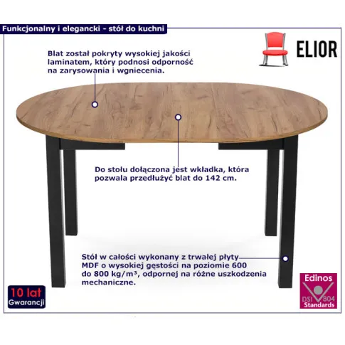 Stół kuchenny z funkcją rozkładania Raho