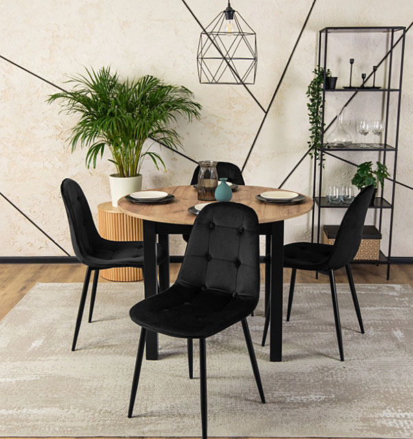 Okrągły stół kuchenny Uneza dąb craft + czarny