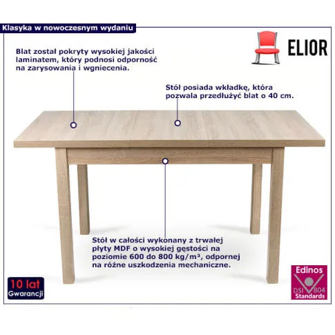 Minimalistyczny rozkładany stół do salonu Alot