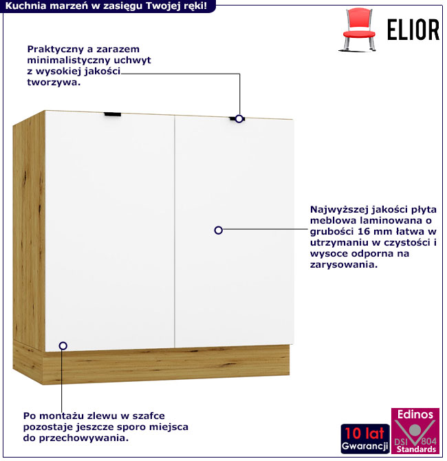 Dwudrzwiowa szafka pod zlewozmywak 80 cm Elandro 12X