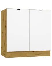 Dwudrzwiowa szafka kuchenna pod zlew 80 cm biały + dąb artisan - Goya 12X w sklepie Edinos.pl