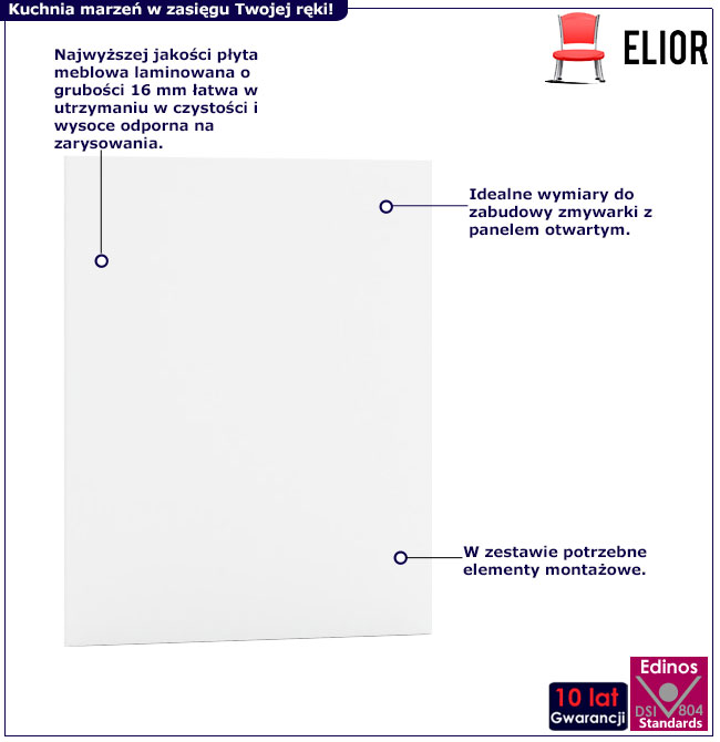 Front do zabudowy zmywarki 45 cm z panelem otawartym Elandro 15X