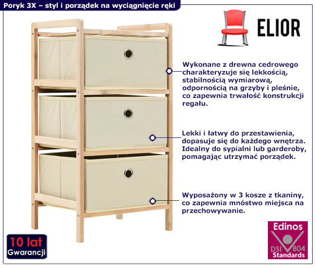 Infografika beżowego regału Galius 3X