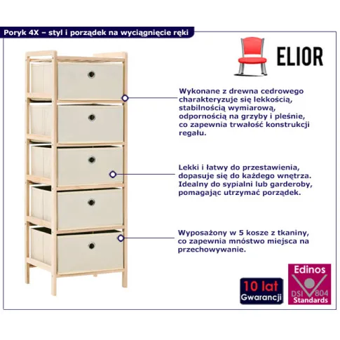 Wysoka wąska szafka na bieliznę Poryk 4X