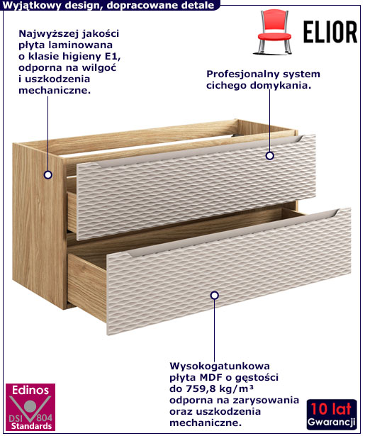 Nowoczesna szafka do łazienki Cyrkonix 8X 90 cm