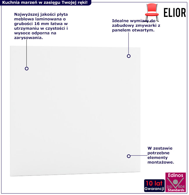 Front do zabudowy zmywarki 60 cm z panelem otwartym Goya 16X