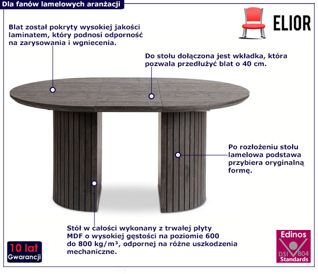 Okrągły rozkładany stół lamelowy Brika