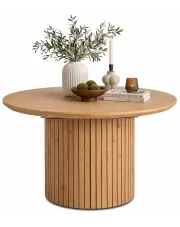 Okrągły stół rozkładany z lamelami dąb naturalny - Brika w sklepie Edinos.pl