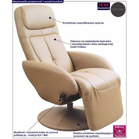Fotografia Beżowy rozkładany fotel obrotowy - Maos z kategorii Fotele wypoczynkowe