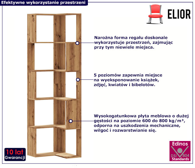 5-poziomowy regał narożny Olla dąb artisan