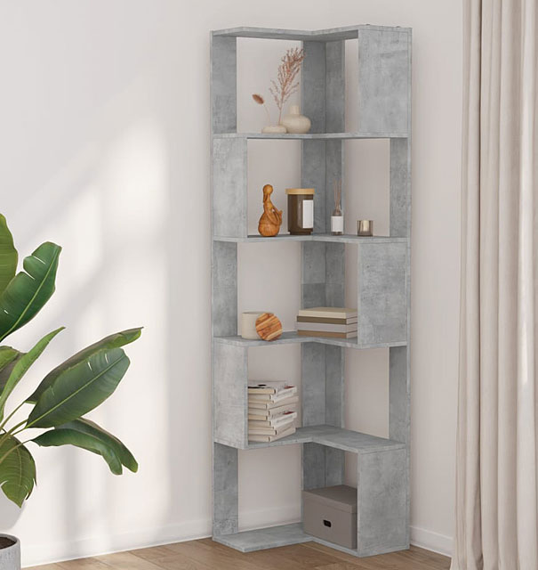 Otwarty regał narożny nowoczesny Olla beton