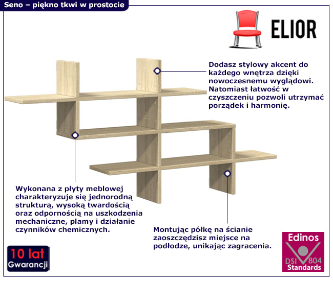 Wiszący regał salonoy Dąb sonoma Norto