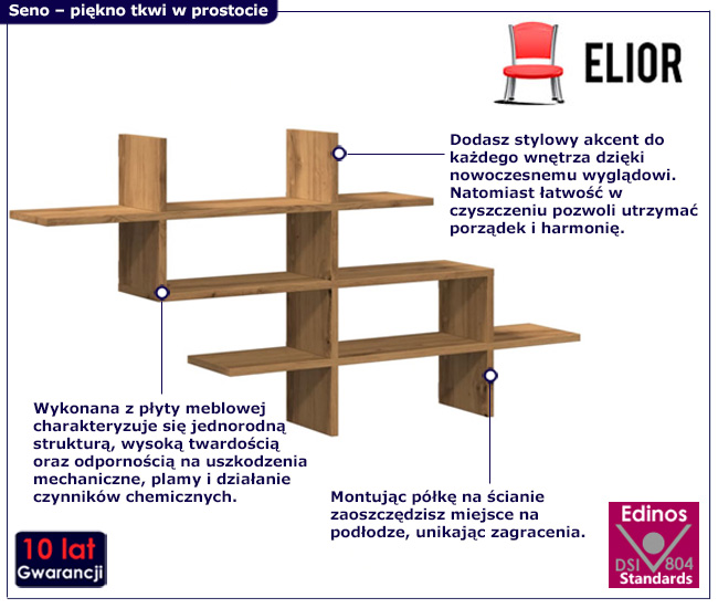wiszaca półka ścienna dąb artisan Norto