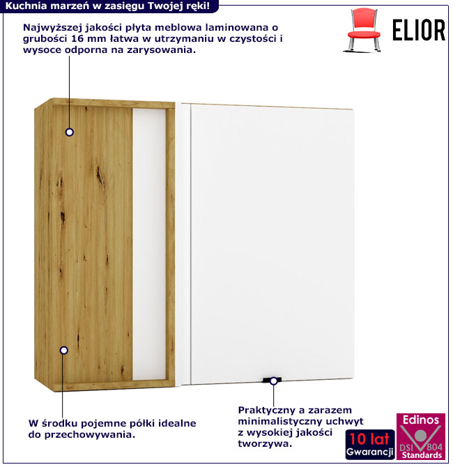 Górna szafka narożna z jednym frontem Elandro 24X