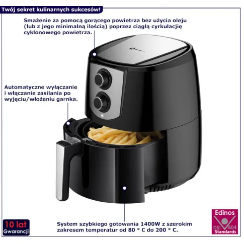 Frytownica beztłuszczowa 3,5L 1400W Lukfis 3X