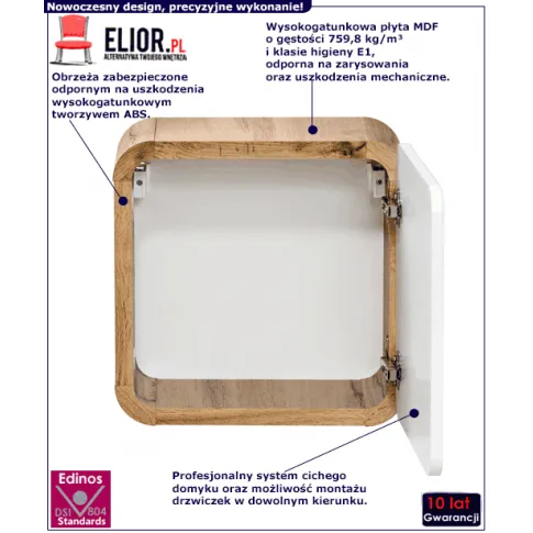 Fotografia Wisząca kwadratowa szafka łazienkowa biały połysk - Zeftox 2X z kategorii Szafki