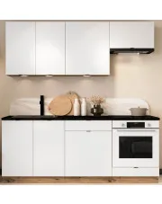 Komplet 6 szafek kuchennych biały + dąb artisan 200 cm - Goya 27X w sklepie Edinos.pl
