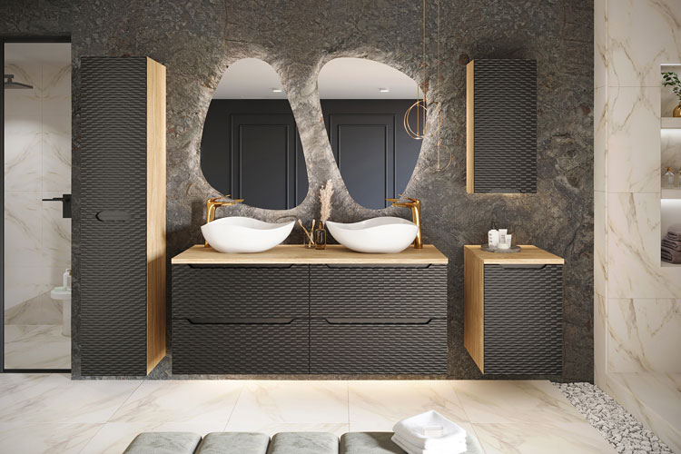 Komplet czarnych mebli łazienkowych Eret