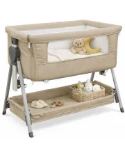 Dostawka do łóżka dla niemowlaka z półeczką taupe - Brico w sklepie Edinos.pl