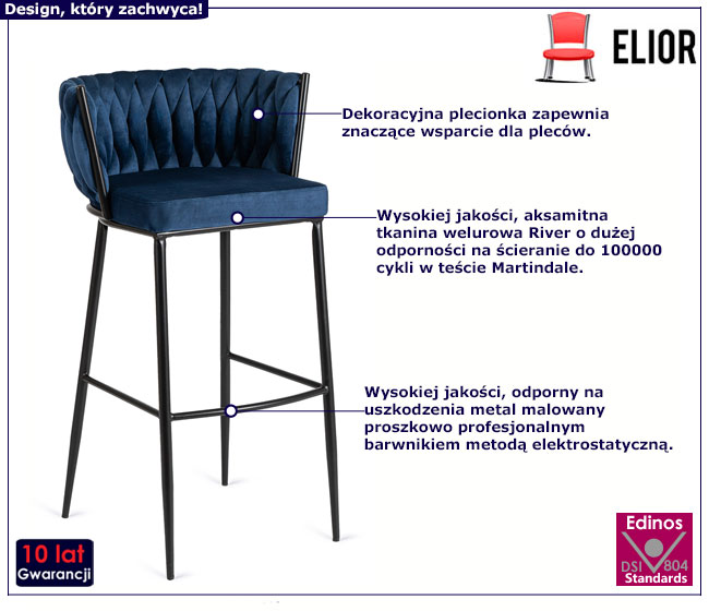 Granatowy welurowy hoker Cardi