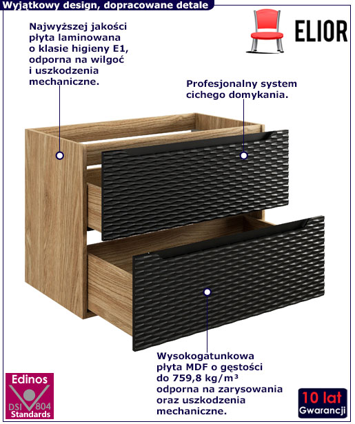 Nowoczesna czarna szafka do łazienki Cyrkonix 8X 80 cm