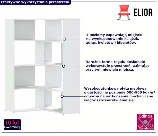 Biały narożny regał Zorpa