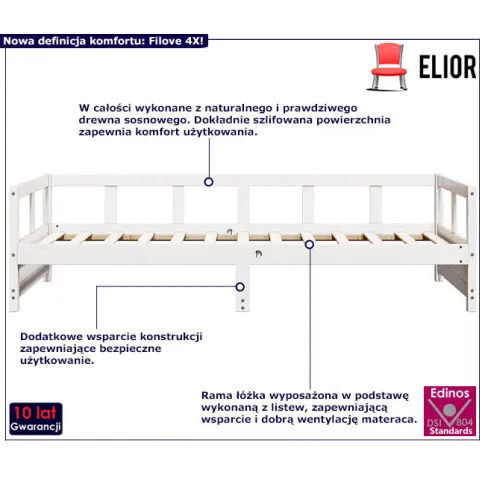 Pojedyncze łóżko Filove 4X w kolorze białym