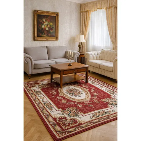 Stylowy prostokątny dywan bordowy rozeta   Gotion