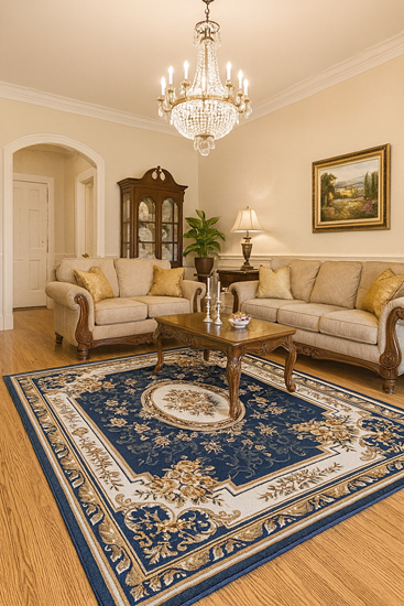 Granatowy klasyczny dywan rozeta - Salerni