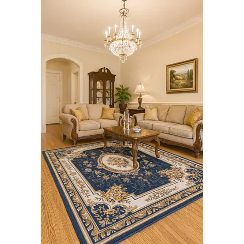 Granatowy klasyczny dywan rozeta   Salerni