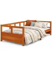 Klasyczne brązowe łóżko 90x200 - Nulsa 4X w sklepie Edinos.pl