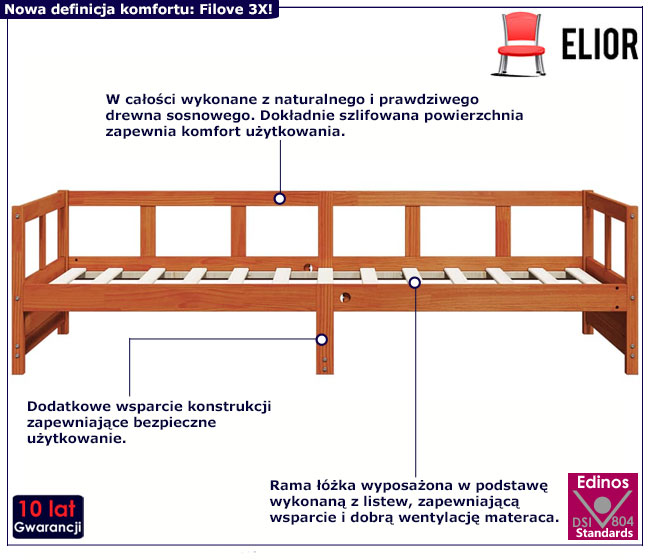 Brązowe łóżko Nulsa 4X