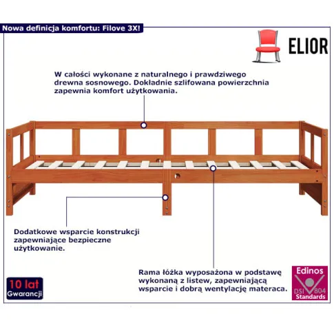 Pojedyncze łóżko Filove 4X w kolorze brązowym