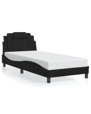 Czarne łóżko z ekoskóry z podświetleniem LED 90x190 - Gilerio 3X w sklepie Edinos.pl