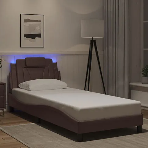 Prezentacja brązowego łóżka z LED Gilerio 4X