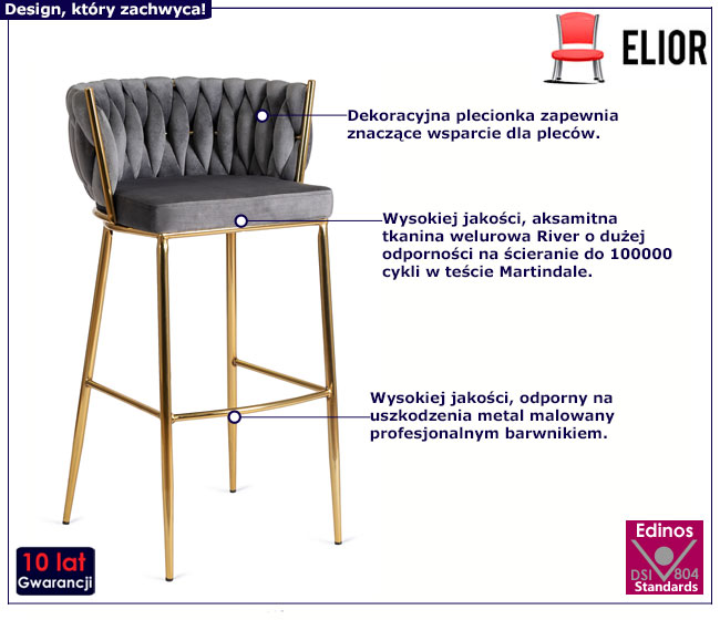 Szary welurowy hoker Cardi 3X