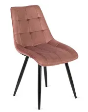 Różowe pikowane krzesło welurowe do stołu - Defri w sklepie Edinos.pl
