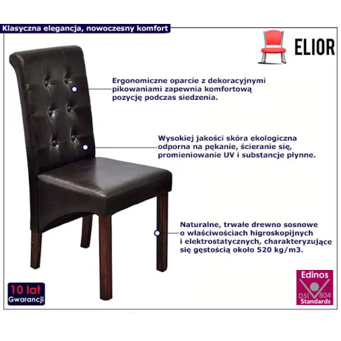 Pikowane tapicerowane krzesło wenge Neko