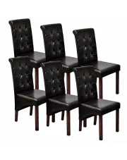 Komplet 6 tapicerowanych krzeseł do jadalni pikowanych wenge - Akto w sklepie Edinos.pl