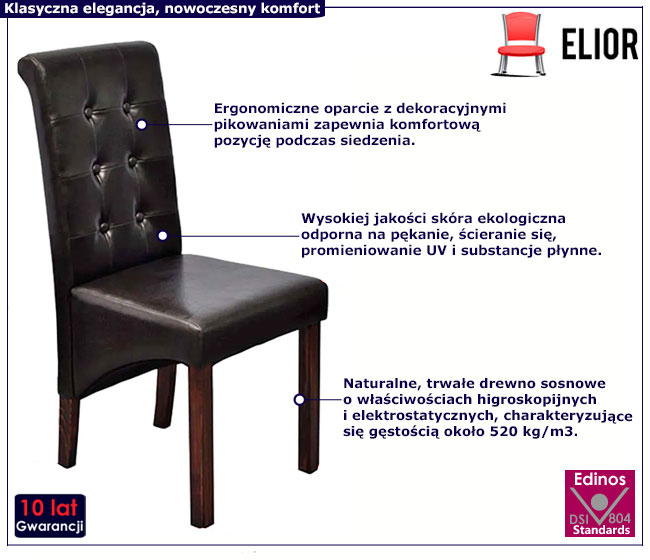 Zestaw 2 krzeseł wenge ze skóry ekologicznej Moreli
