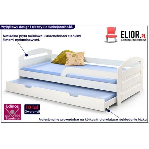 Fotografia Podwójne łóżko rozsuwane Nofioz - białe z kategorii Pokój dziecięcy