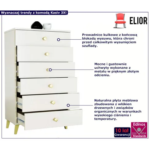 Komoda z 6 szufladami Kasiv 3X kolor kaszmir