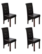 Zestaw 4 pikowanych krzeseł z ekoskóry wenge - Neko w sklepie Edinos.pl