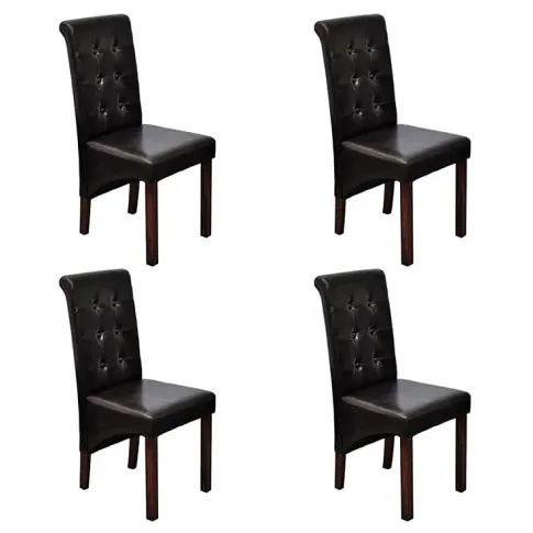 Zestaw 4 tapicerowanych krzeseł wenge Neko