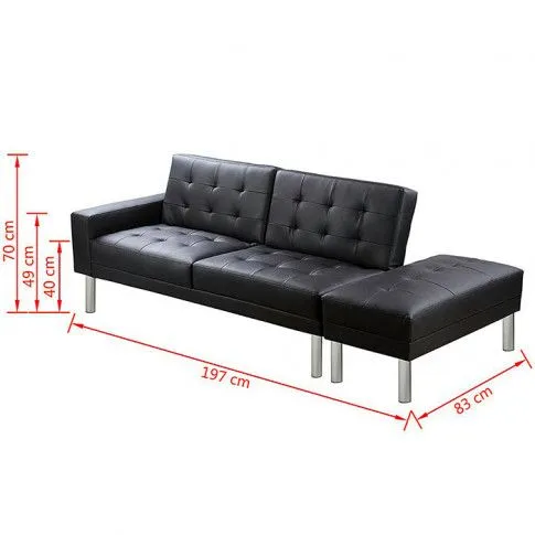 Szczegółowe zdjęcie nr 4 produktu Czarna nowoczesna rozkładana kanapa - Selima