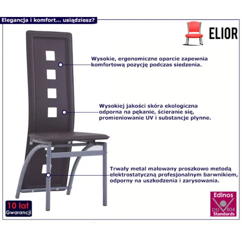 Brazowe krzeslo z ekoskory Bilios