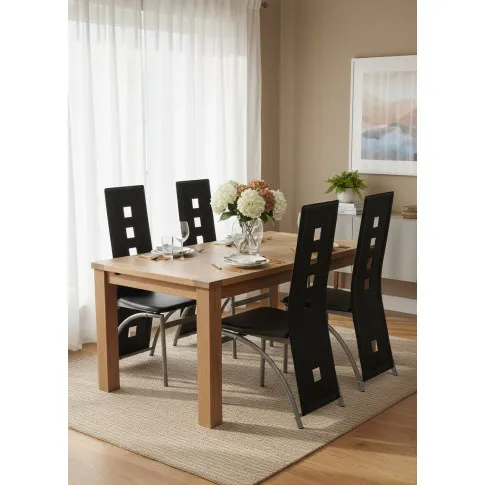 Komplet 4 czarnych nowoczesnych krzeseł   Loro